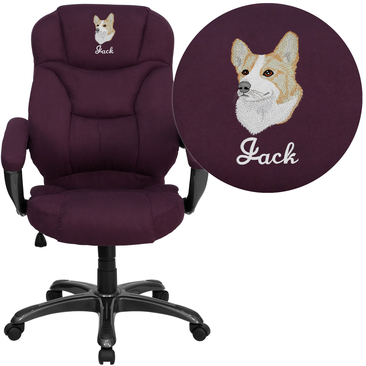 Grape Microfiber |#| EMB High Back Grape Microfiber Executive Swivel Ergonomic Office Chair with Arms