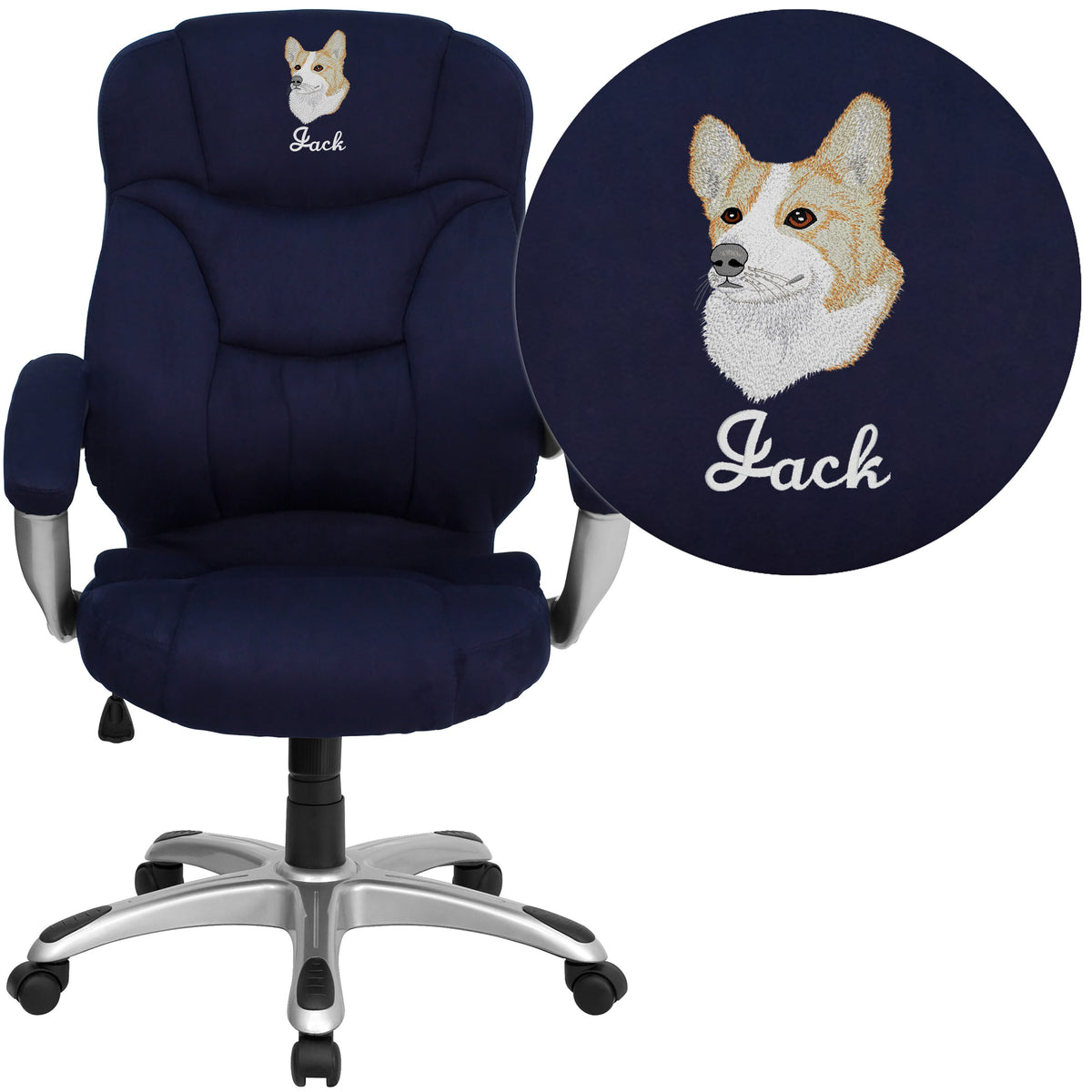 Navy Blue Microfiber |#| EMB High Back Navy Blue Microfiber Executive Swivel Ergonomic Office Chair