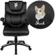 Embroidered High Back Black LeatherSoft Executive Chair-Double Layered Headrest