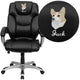 EMB High Back Black LeatherSoft Layer Padded Office Chair with Silver Nylon Base