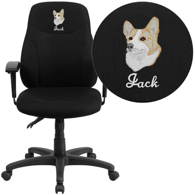 Embroidered Mid-Back Fabric Multifunction Swivel Ergonomic Task Office Chair with 1.5