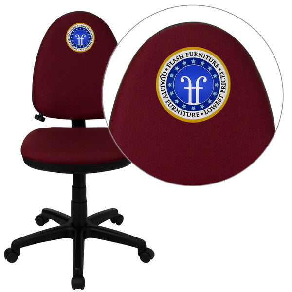 Burgundy |#| EMB Mid-Back Burgundy Fabric Multifunction Swivel Ergonomic Task Office Chair