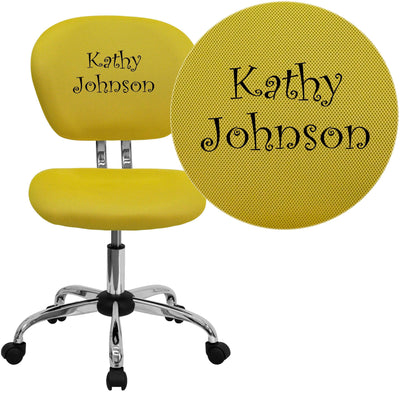 Embroidered Mid-Back Mesh Padded Swivel Task Office Chair with Chrome Base - View 1