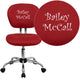 Red |#| Embroidered Mid-Back Red Mesh Padded Swivel Task Office Chair with Chrome Base