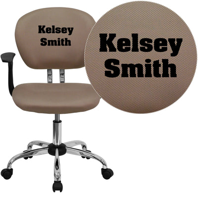 Embroidered Mid-Back Mesh Padded Swivel Task Office Chair with Chrome Base and Arms - View 1