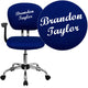 Blue |#| EMB Mid-Back Blue Mesh Padded Swivel Task Office Chair with Chrome Base and Arms