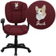 Burgundy Fabric |#| EMB Mid-Back Burgundy Fabric Multifunction Pillow Cushioned Task Office Chair