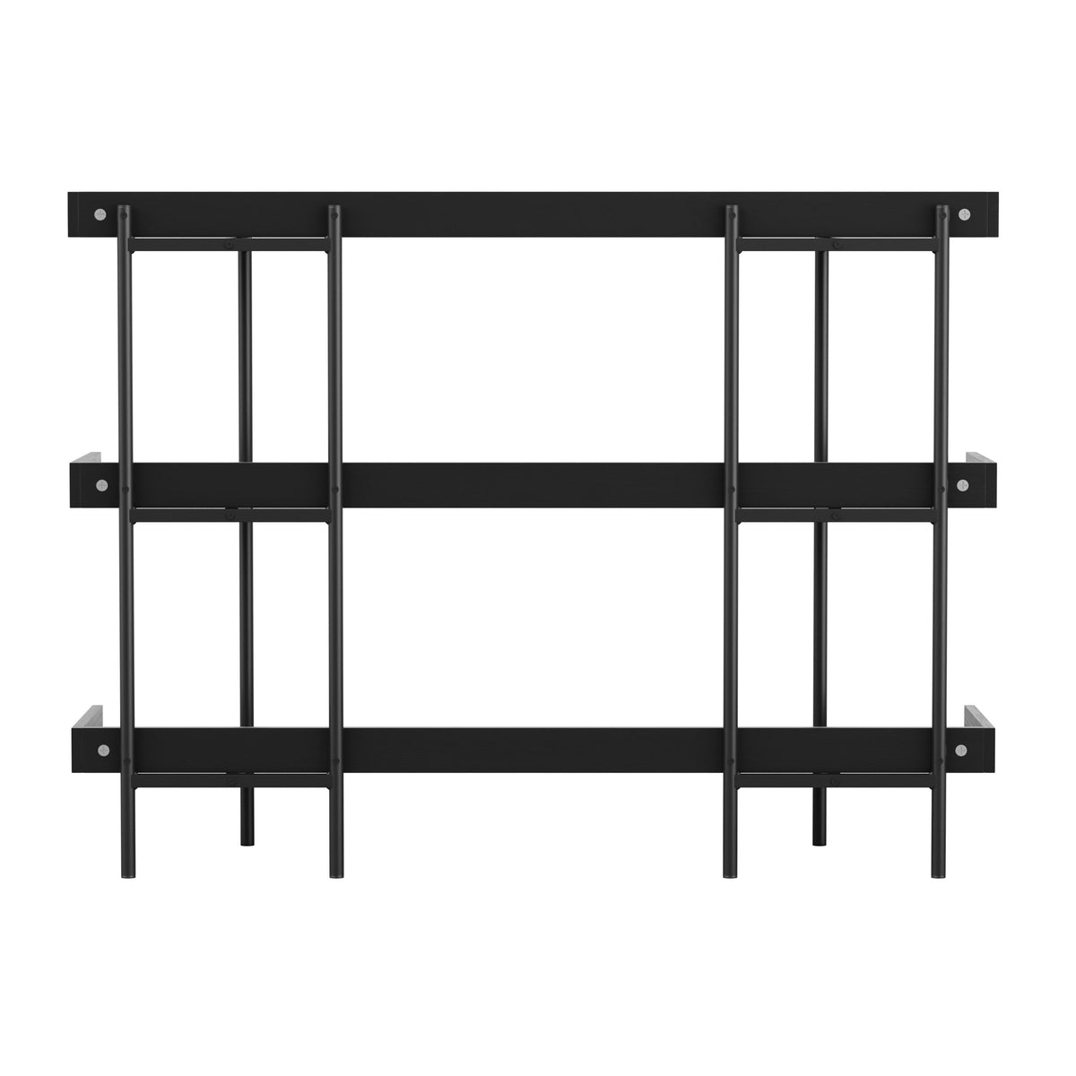 Black Wood Grain/Oil Rubbed Bronze Frame |#| Display Bookcase with Vertical Steel Posts - Black Wood Grain/Oil Rubbed Bronze