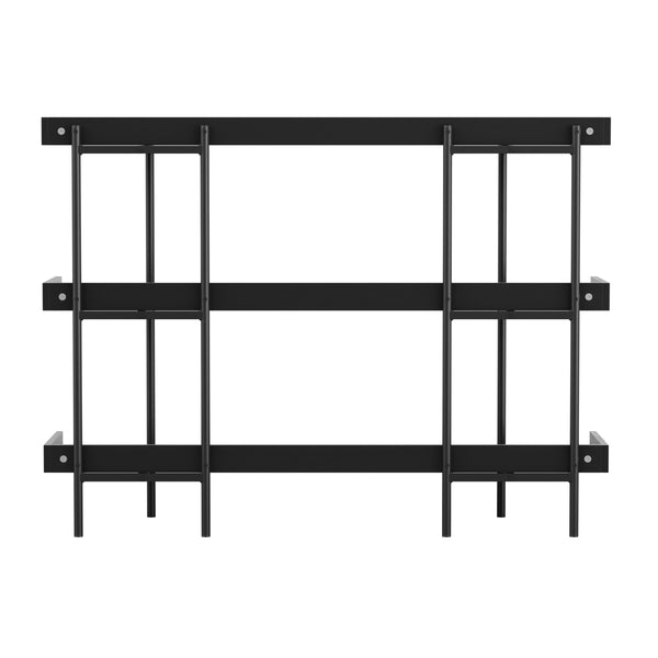 Black Wood Grain/Oil Rubbed Bronze Frame |#| Display Bookcase with Vertical Steel Posts - Black Wood Grain/Oil Rubbed Bronze