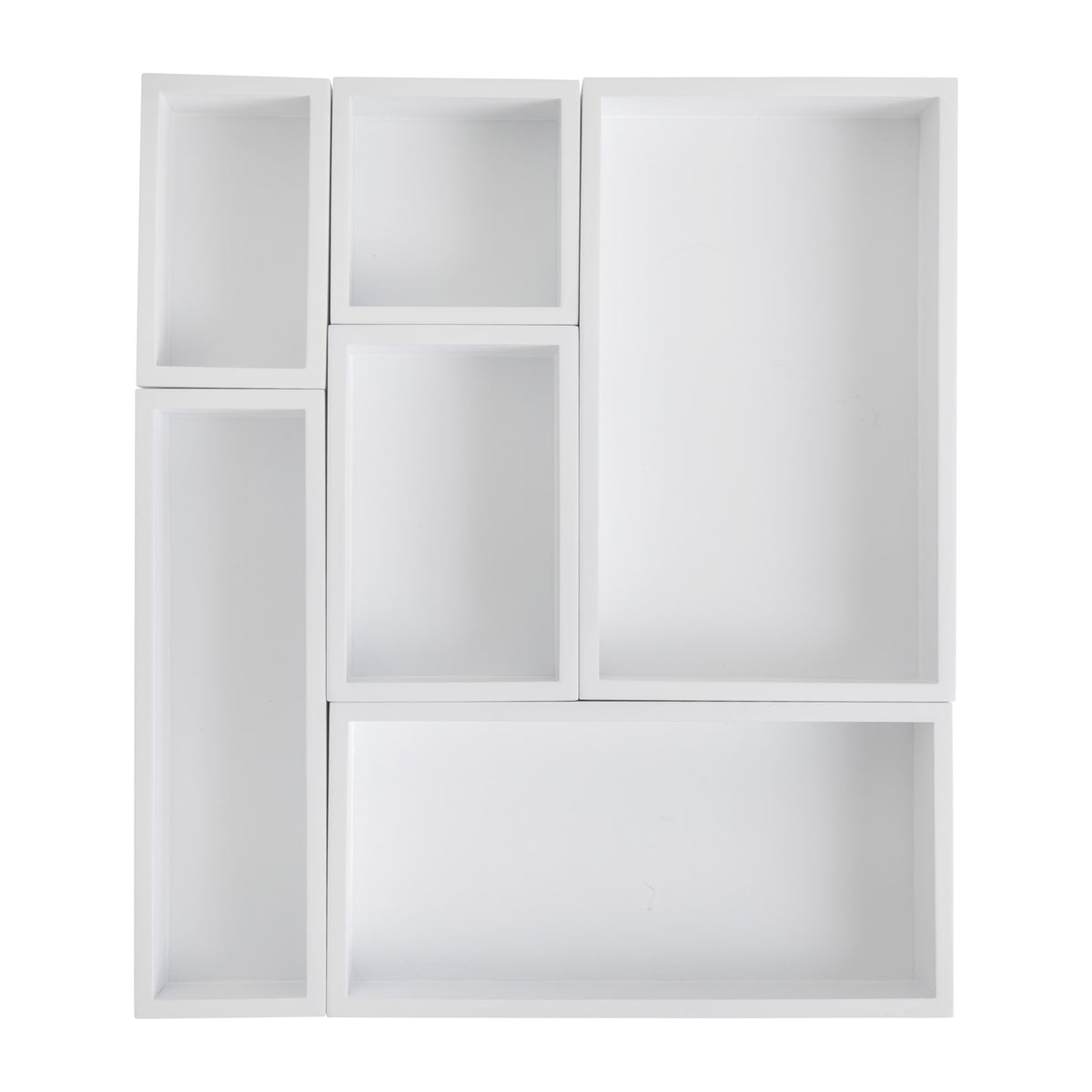 White |#| Wooden Desktop or Drawer Organizer Set in White - 6 Piece Set