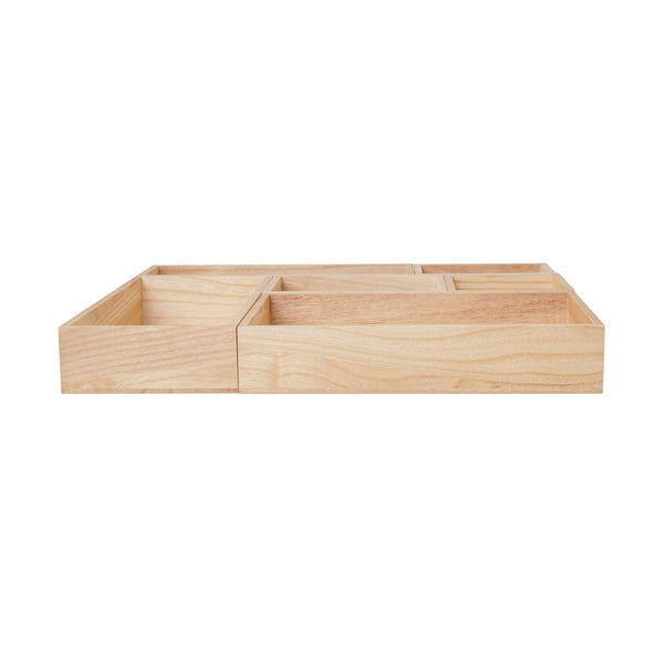 Light Natural |#| Wooden Desktop or Drawer Organizer Set in Light Natural - 6 Piece Set