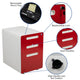 White and Red |#| Ergonomic 3-Drawer Mobile Locking Filing Cabinet-White with Red Faceplate