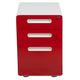 White and Red |#| Ergonomic 3-Drawer Mobile Locking Filing Cabinet-White with Red Faceplate