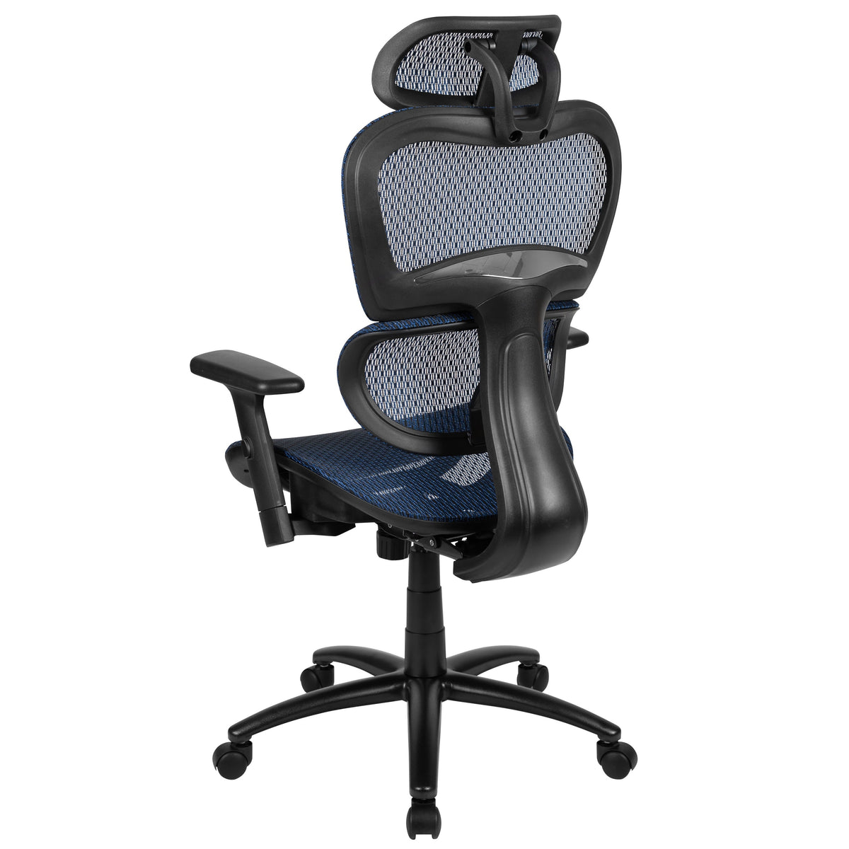 Blue |#| Ergonomic Blue Mesh Office Chair-Synchro-Tilt, Headrest, Adjustable Pivot Arms