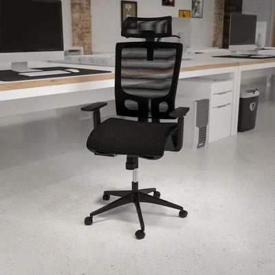 Ergonomic Mesh Office Chair with Synchro-Tilt, Pivot Adjustable Headrest, Lumbar Support, Coat Hanger and Adjustable Arms