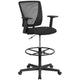 Mid-Back Mesh Drafting Chair w/ Black Fabric Seat, Adjustable Foot Ring and Arms
