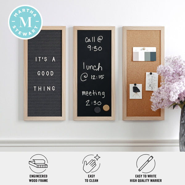 Light Natural Woodgrain |#| Lt Natural Woodgrain Framed Cork/Chalk/Letter Board Set with Accessories - 24x18