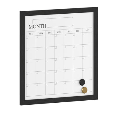 Everette Magnetic Monthly Calendar Dry Erase Board with Woodgrain Frame, Included Dry Erase Marker and 2 Magnets