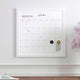 White Woodgrain |#| Dry Erase Magnetic Monthly Calendar and with White Woodgrain Frame - 18" x 18"