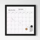 Black Woodgrain |#| Dry Erase Magnetic Monthly Calendar and with Black Woodgrain Frame - 18" x 18"