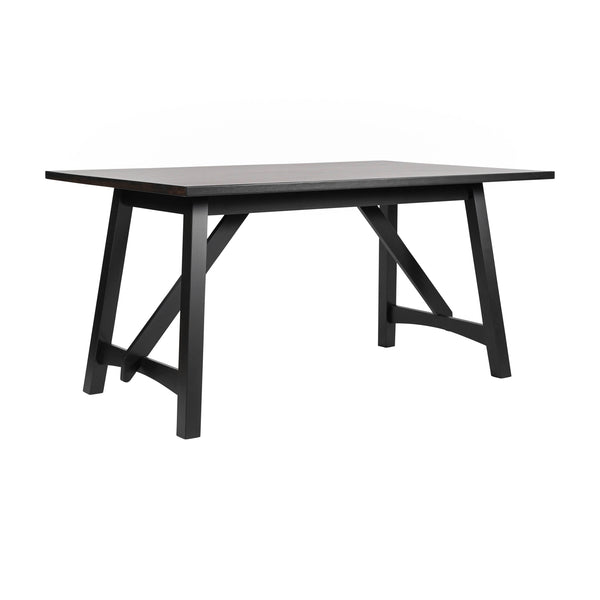 Black Matte |#| Solid Wood 60" Commercial Grade Trestle Base Dining Table in Antique Gray