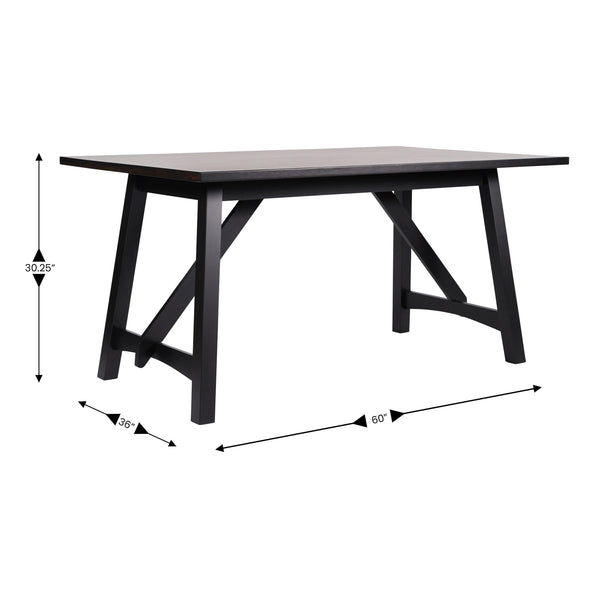 Black Matte |#| Solid Wood 60" Commercial Grade Trestle Base Dining Table in Antique Gray