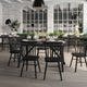 Black Matte |#| Solid Wood 60" Commercial Grade Trestle Base Dining Table in Antique Gray