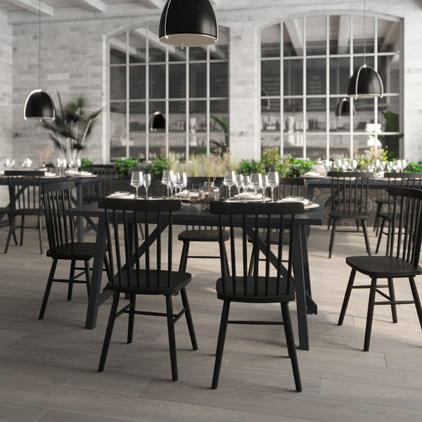 Black Matte |#| Solid Wood 60" Commercial Grade Trestle Base Dining Table in Antique Gray