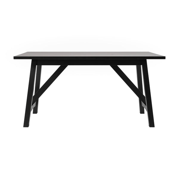 Black Matte |#| Solid Wood 60" Commercial Grade Trestle Base Dining Table in Antique Gray