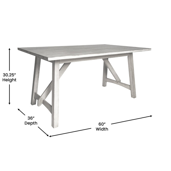 Antique White |#| Solid Wood 60" Commercial Grade Trestle Base Dining Table-Light Cappuccino