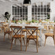 Antique White |#| Solid Wood 60" Commercial Grade Trestle Base Dining Table-Light Cappuccino