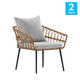 Gray Cushions/Natural Frame |#| All-Weather Natural PE Rattan Wicker Patio Chairs with Gray Cushions - 2 Pack