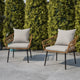 Gray Cushions/Natural Frame |#| All-Weather Natural PE Rattan Wicker Patio Chairs with Gray Cushions - 2 Pack