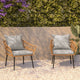 Gray Cushions/Natural Frame |#| All-Weather Natural PE Rattan Wicker Patio Chairs with Gray Cushions - 2 Pack