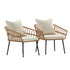 Evin Set of 2 Boho Indoor/Outdoor Rope Rattan Wicker Patio Chairs with All-Weather Cushions