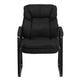 Black Microfiber |#| Black Microfiber Executive Side Reception Chair with Lumbar Support & Sled Base