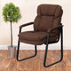 Brown Microfiber |#| Brown Microfiber Executive Side Reception Chair with Lumbar Support & Sled Base