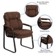 Brown Microfiber |#| Brown Microfiber Executive Side Reception Chair with Lumbar Support & Sled Base