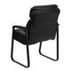 Black LeatherSoft |#| Black LeatherSoft Executive Side Reception Chair w/Lumbar Support &Sled Base