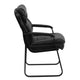 Black LeatherSoft |#| Black LeatherSoft Executive Side Reception Chair w/Lumbar Support &Sled Base