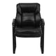 Black LeatherSoft |#| Black LeatherSoft Executive Side Reception Chair w/Lumbar Support &Sled Base