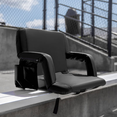 Extra Wide Lightweight Reclining Stadium Chair with Armrests, Padded Back & Seat with Dual Storage Pockets and Backpack Straps - View 2