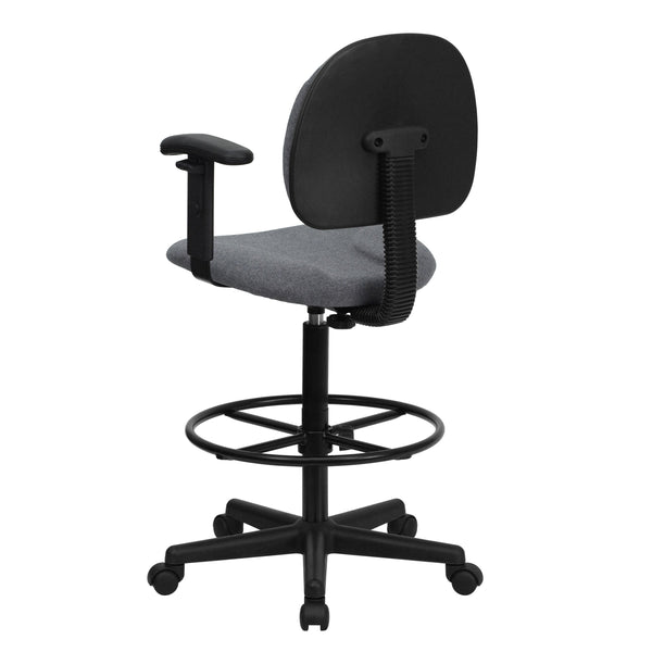 Gray |#| Gray Fabric Swivel Drafting Chair with Adjustable Height and Arms - Home Office