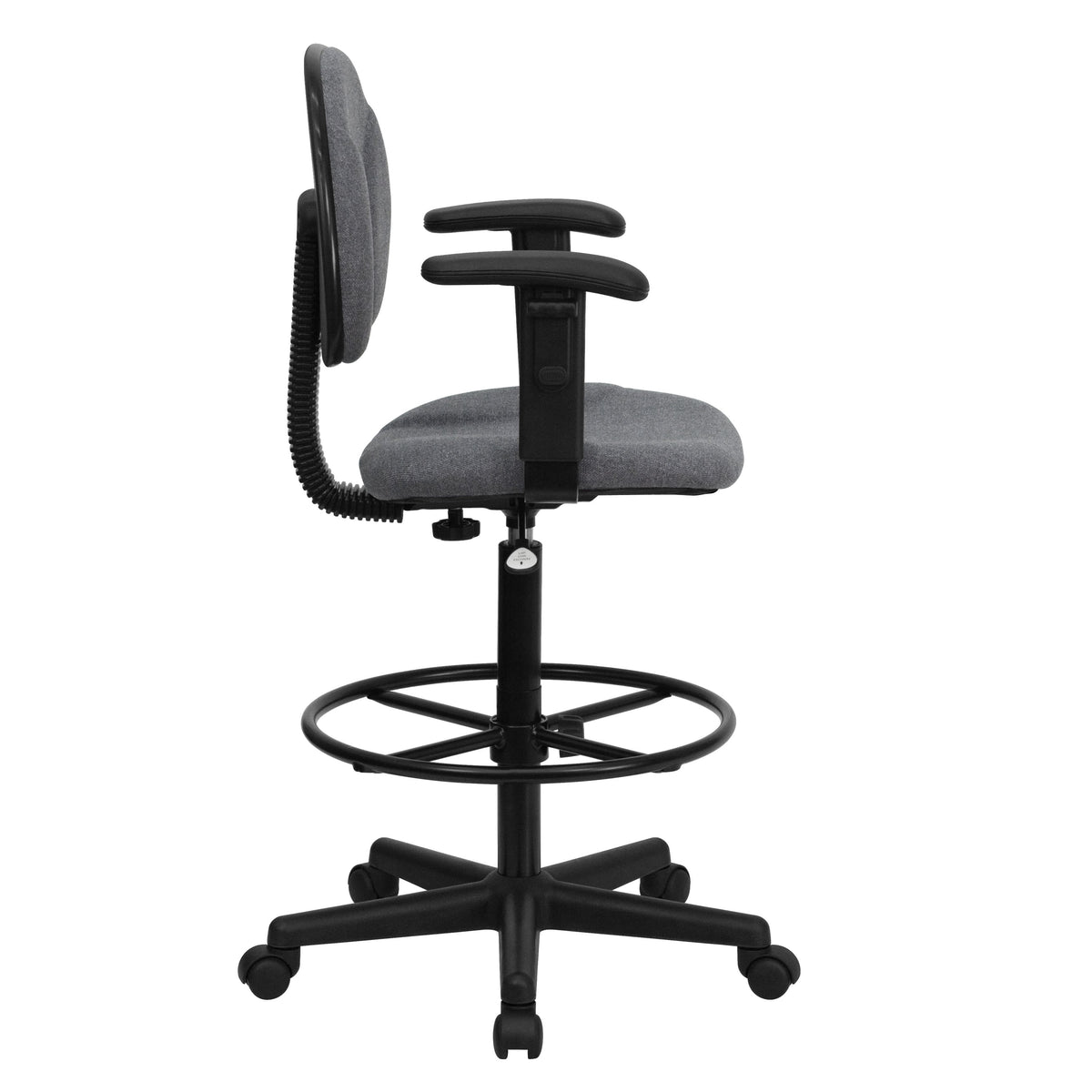 Gray |#| Gray Fabric Swivel Drafting Chair with Adjustable Height and Arms - Home Office