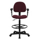 Burgundy |#| Burgundy Fabric Swivel Drafting Chair with Adjustable Height and Arms