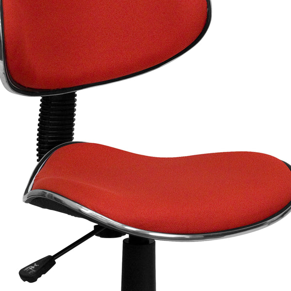 Red |#| Red Fabric Low Back Swivel Ergonomic Task Office Chair with Adjustable Height