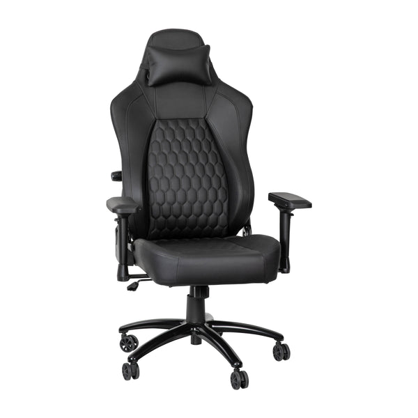 Black |#| Ergonomic Gaming Chair with 4D Armrests, Headrest, & Lumbar Support-Black/Black