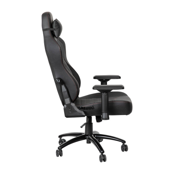 Black with Red Trim |#| Ergonomic Gaming Chair with 4D Armrests, Headrest, & Lumbar Support-Black/Red