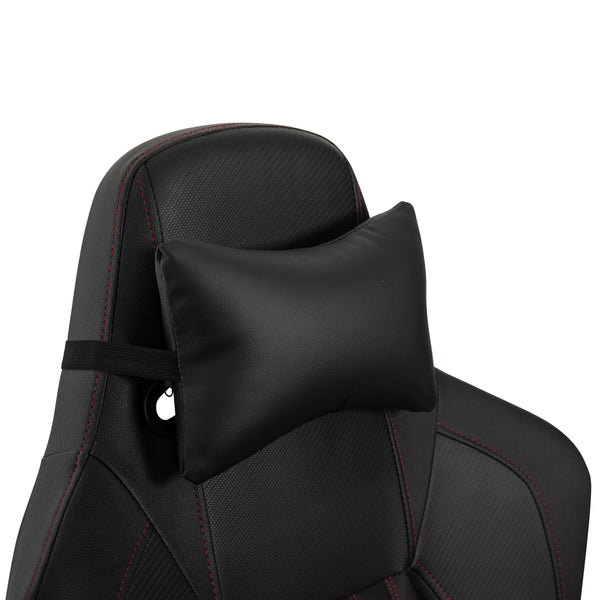 Black with Red Trim |#| Ergonomic Gaming Chair with 4D Armrests, Headrest, & Lumbar Support-Black/Red