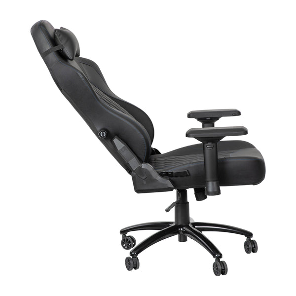 Black with Blue Trim |#| Ergonomic Gaming Chair with 4D Armrests, Headrest, & Lumbar Support-Black/Blue